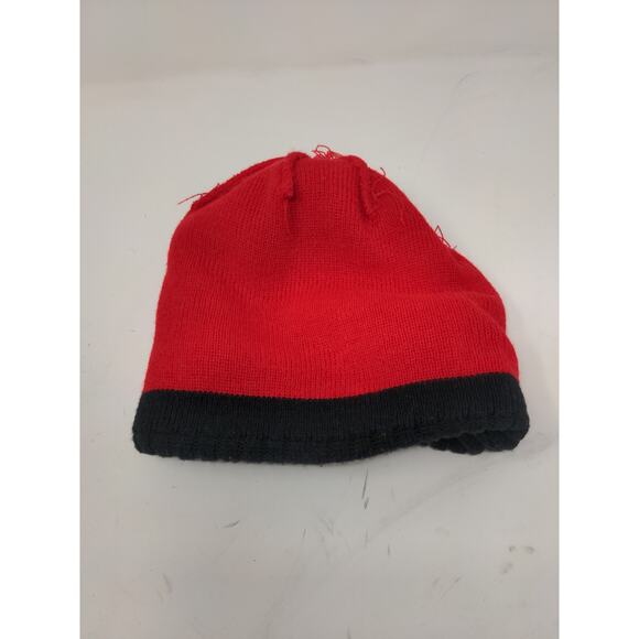 Vintage Mitchell Ness NBA Chicago Bulls Beanie Hat Embroidered Logo Pom Pom Red - Picture 9 of 13